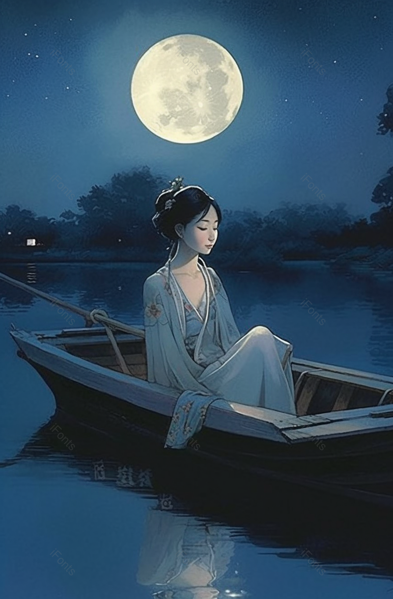 独自划船氛围感古风海报背景图,插画/手绘图,插画/手绘图库,插画/手绘图下载,插画/手绘